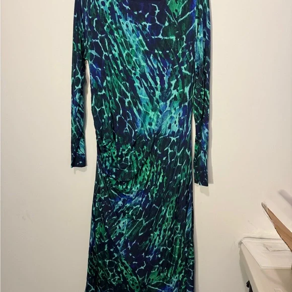 Soft Surroundings Darcy Patterned Long Sleeve Dress Size Tall XL Green Blue - Picture 2 of 7